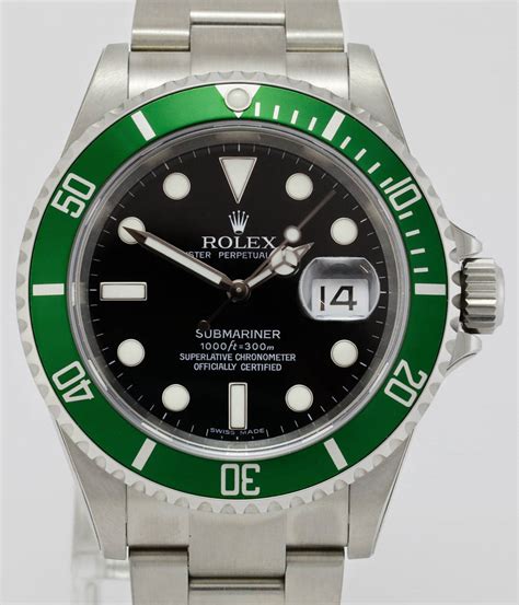 rolex submariner 16610 green bezel|Rolex Submariner two tone green.